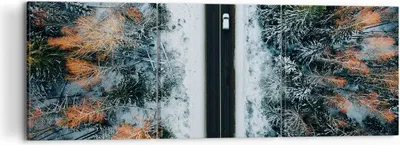 Produktbild von Bild auf Leinwand - Leinwandbild - 3 Teile - Wald Weg Schnee - 120x40cm - Wand Bild - Wanddeko - Wandbilder - Leinwanddruck - Bilder - Wanddekoration - Leinwand bilder - Wandbild - CA120x40-4654