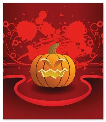 Produktbild von Wallario Herdabdeckplatte aus Glas, Größe 52 x 60 cm 1-teilig, Motiv Geschnitzter Halloween-Kürbis im Comic Stil