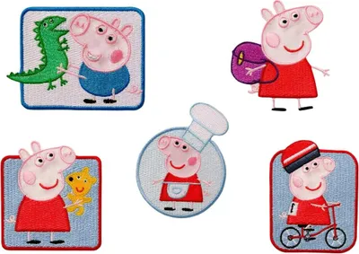 Obrázek produktu pro Peppa Wutz © Sada 5 záplat na vaření, záplaty na kolo, nažehlovací záplaty, nášivky, záplaty, k nažehlení