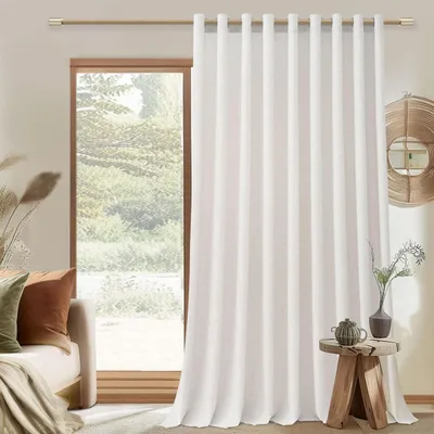 Image de Rideaux extra larges, 300 cm de largeur - 1 pièce. Rideaux pour le salon - Tissu en lin, translucide, 225 cm de longueur