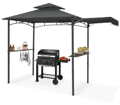 Produktbild von Grillpavillon Maracaibo®️ mit Markise, wetterfestes Doppeldach, UV-Schutz, 316x150x250cm, Anthrazit