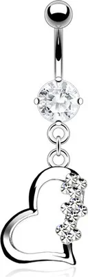 Produktbild von Bauchnabel Piercing Herz Liebe Zirkonia Strass Kristalle Anhänger 316L Edelstahl klar 10 mm
