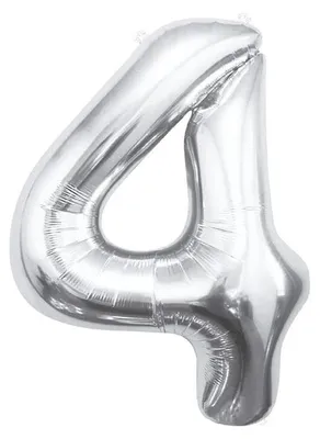 Produktbild von XL Folienballon Zahl 4 silber 85 cm