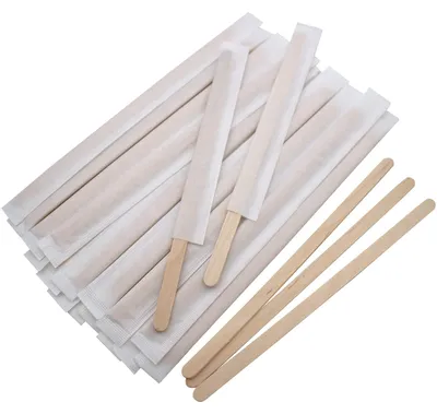 Holz-Kaffeerührstäbchen, 10 cm, 500 Stück, einzeln verpackt