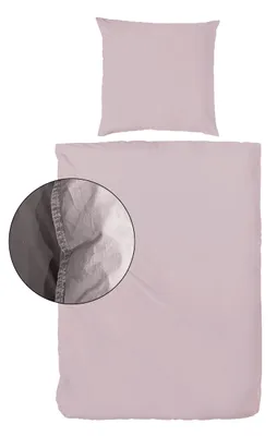 Produktbild von Hahn Baumwolle Stone Washed Bettwäsche Blassrosa 155x220 cm + 80x80 cm