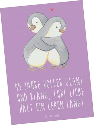 Produktbild von Mr. & Mrs. Panda Postkarte 45. Hochzeitstag Messinghochzeit - Lavendeltraum - Geschenk, Heiraten, Ansichtskarte, Ansichtskarten, Grußkarte, Hochzeitsjubiläum, Postkarten