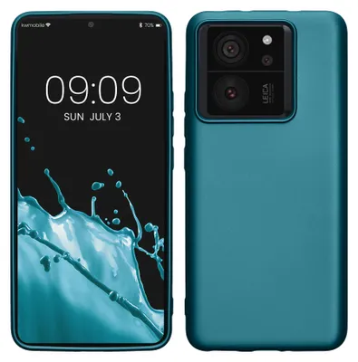 Produktbild von kwmobile Handyhülle für Xiaomi 13T / 13T Pro Hülle - Silikon Case metallisch schimmernd - Schutzhülle Cover - Metallic Karibikblau