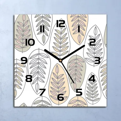 Produktbild von Wanduhr Echt-Glas-Küchenuhr Blätter Minimalistisch Quarz 30x30 Deko Bilder