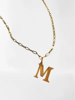Produktbild von Halskette, Kette mit BUCHSTABE M 45cm+5cm STAHL