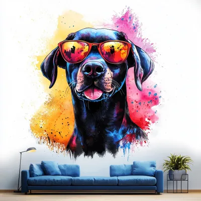 ausdrucksstarker Labrador mit Sonnenbrille – Decords Wandtattoo, Produktansicht 1