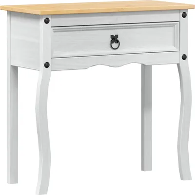 Image de Table console avec tiroir Blanc 73 x 35 x 73 cm Pin massif