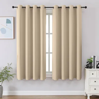 Verdunkelungsvorhänge 2er-Set 132x111 cm, beige, Polyester