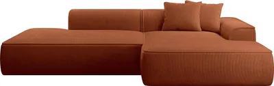Produktbild von Ecksofa - Ecke rechts - Cord - Terrakotta - ERYNEL