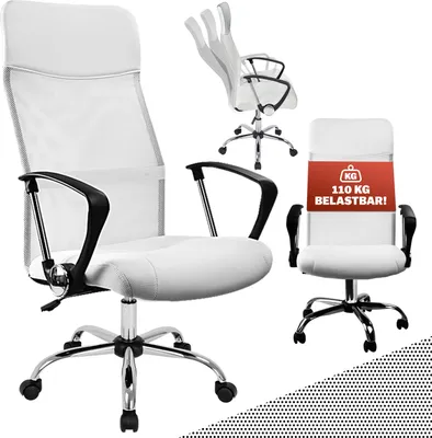 Produktbild von CASARIA® Bürostuhl Ergonomisch Hohe Rückenlehne Härtegradeinstellung 46-60cm Sitzhöhe Wippfunktion Lenden- und Kopfstütze Büro Schreibtisch Dreh Stuhl