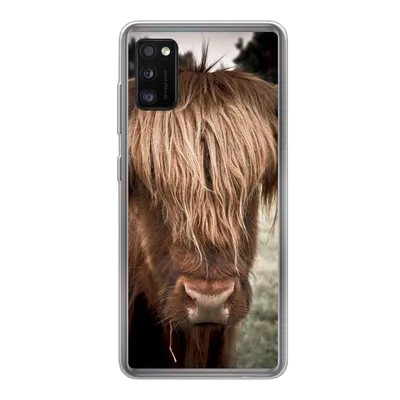 Produktbild von MuchoWow® Handyhülle Schutzhülle Hülle für Samsung Galaxy A41 Schottischer Highlander - Baum - Gras Silikon Softcase Handy Hülle - Mobiltelefon