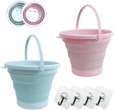 Productafbeelding van Famanu Opvouwbare emmer, 5 liter - Roze en blauw