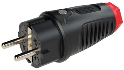 Zdjęcie produktu dla Wtyczka z uziemieniem IP54 z pełnej gumy 16A / 250V AC / 3p (2P+E)
