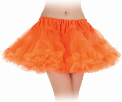 Produktbild von Neon-orangefarbener Tutu-Rock mit Gummizug, dehnbar bis 35 cm, ca. 27 cm Länge
