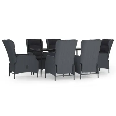 Obrázek produktu pro vidaXL 7dílná zahradní jídelní souprava Dark Grey Poly Rattan