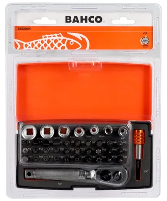 Produktbild von Bahco 1/4 Steckschlüssel-Satz, metrisch, Zwölfkant, inklusive Bits & Bithalter - 39-tlg.