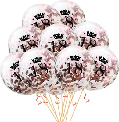 Produktbild von Oblique Unique 10x Konfetti Luftballons Zahl 18 Geburtstag Happy Birthday 18 Ballons