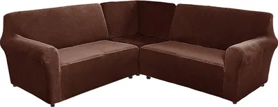 Produktbild von (Braun) 5-Sitzer-Sofabezug aus Samt in L-Form Elastischer Sofabezug, waschbarer Sofabezug