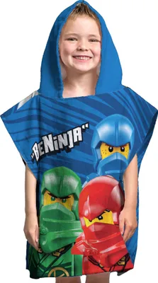 Produktbild von LEGO Ninjago Kinder Kapuzen Bade-Poncho Blau 60x120 cm Bademantel