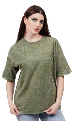 Produktbild von MOD Jeans | Oversize T-Shirt Uni - Grün M - Bequem - Streetwear - Hochwertige Baumwolle
