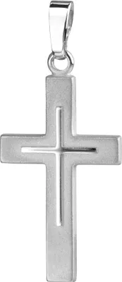 Produktbild von Kreuz-Anhänger für Damen, Herren und Kinder als Kettenanhänger 925 Silber Kreuz in Kreuz teilmattiert mit Schmuck-Etui