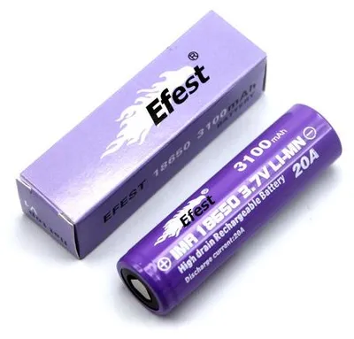 Image de Batterie Li-ion Efest IMR 18650, 3100 mAh, 3,7 V (extrémité plate), non protégée