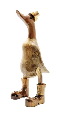 Produktbild von Deko Ente Holz Laufente Stiefel Gans Vogel Garten Tier Figur Skulptur Objekt