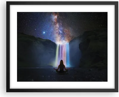 Produktbild von Gerahmtes Poster - Schwarzer Rahmen - Wasserfall die Sterne Meditation - 50x40 cm - Wand Bild - Wanddeko - Wandbilder - Kunstposter - Wandposter - Bilderrahmen - Bilder - Kunstdruck - P2BAA50x40-4774