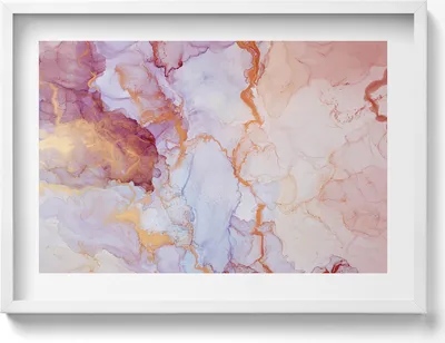 Produktbild von Rosa und goldener Marmor– Wandbild mit Rahmen – Gerahmtes Bild  – Wanddekoration – 70x50 cm –  Weiß Rahmen