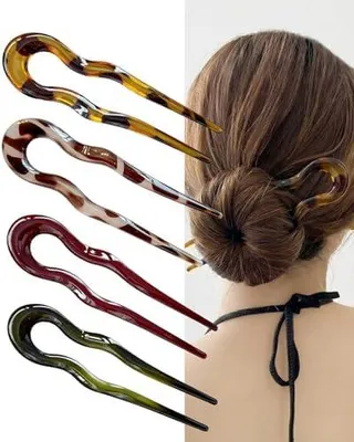 Produktbild von 4 U-förmige Haarnadeln für Dutt und Haarknoten, eleganter Haarschmuck und Haarnadeln für Frauen