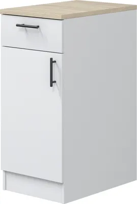 Produktbild von Unterschrank >KIRA< in Weiß glänzend/Mattweiß - 40x90x60 (BxHxT)