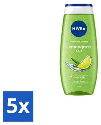 Immagine prodotto di 5 flaconi di gel doccia Nivea al limone e agli oli - 250 ml - confezione - 5 pezzi