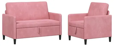 Produktbild von vidaXL Sofa Set mit Stauraum 2 stk. Rosa Polyester
