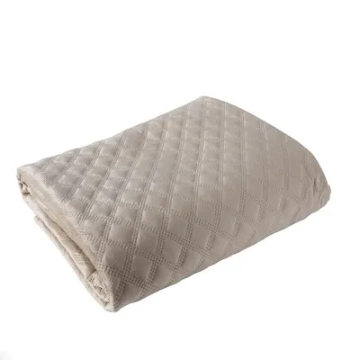 Obrázek produktu pro Přehoz na postel, prošívaný, moderní, sametový Velvi 220x240 001 Tmavě béžový