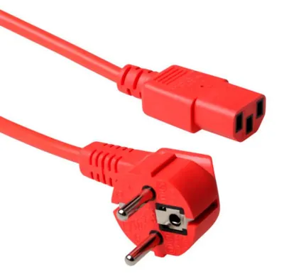 Image de ACT AK5403 Câble d'alimentation Rouge 5 m CEE7/7 Coupleur C13 (AK5403)