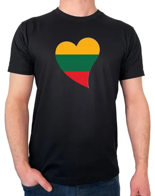 Produktbild von Huuraa Herren T-Shirt Litauen Flagge Herz XL Black Bio Baumwolle Fairtrade Herrenshirt Geschenkidee