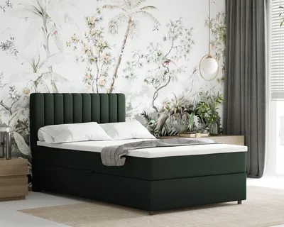 Produktbild von Boxspringbett 120x200 EVEREST, mit Topper, mit Bettkästen,  Einzelbett, Dunkelgrün, Panda Möbel