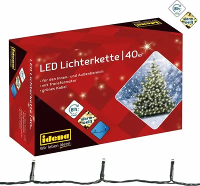 Image de Idena Guirlande lumineuse à LEDs 40 blanc chaud extérieur et intérieur