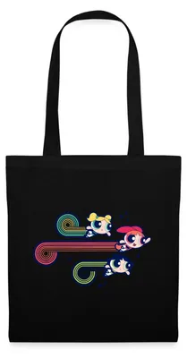 Produktbild von Spreadshirt Powerpuff Girls Retro Vintage Stoffbeutel, One size, Schwarz