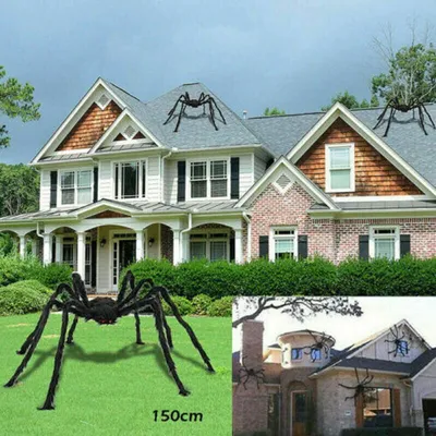 Produktbild von 150cm Riesen Spinne Tarantula Plüsch Schwarz Halloween Deko Geisterhaus Horror