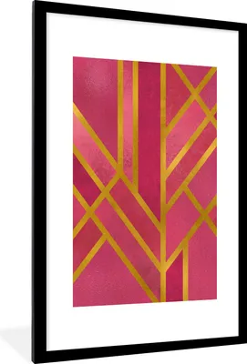 Produktbild von MuchoWow® Gerahmtes Poster Gold - Rosa - Luxus 60x90 cm - Poster mit Schwarzem Bilderrahmen Wandposter Rahmen Foto Bilder - Dekoration - Wandposter Wohnzimmer - Hochwertig