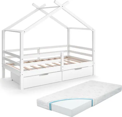 Immagine prodotto di Letto montessori bambini Vitalispa Luni Bianco 160 x 80 cm con box e materasso, Model 59343