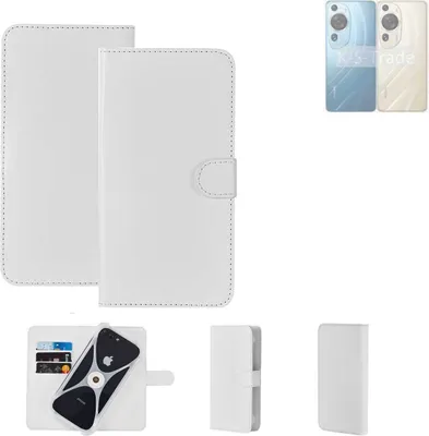 Produktbild von K-S-Trade Handy Hülle Schutz Hülle kompatibel mit Huawei P60 Pro Cover Case Bookstyle Bumper weiß 1x