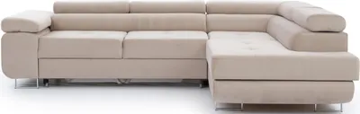 Produktbild von Krudox ANT Ecksofa 272x203 cm mit Schlaffunktion & Bettkasten, Kopfstützen, rechts, Stoff Paros 02