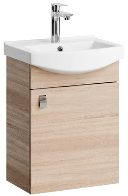 Produktbild von Planetmöbel Badmöbel Set Waschtisch mit Unterschrank 45 cm Sonoma Eiche mit Armatur Chrom