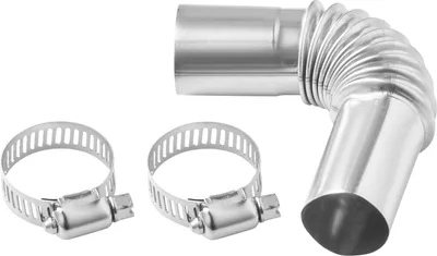Image de SucceBuy Tuyau d'échappement Raccord coudé (1 pièce) 25 mm Tuyau d'échappement Tuyau d'aération de gaz Acier inoxydable Capuchon de protection contre le vent Chauffage autonome Chauffage automobile Tuyau d'échappement avec 2 pinces pour 2 kW / 5 kW / 8 kW chauffage diesel